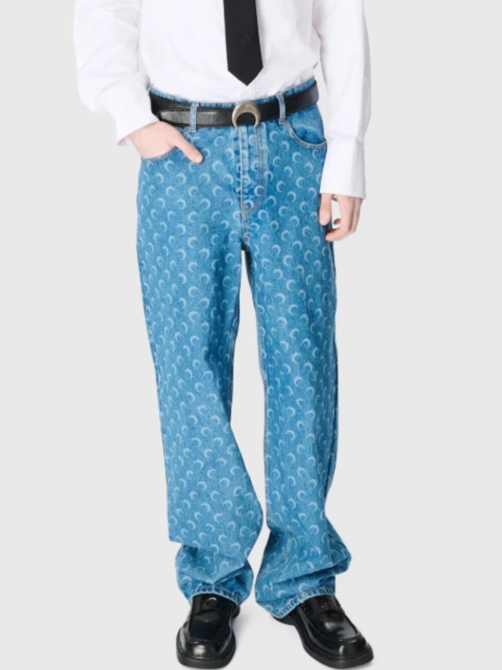BNWT AW25 MARINE SERRE MOON LASER WASH DENIM BAGGY JEANS 48
